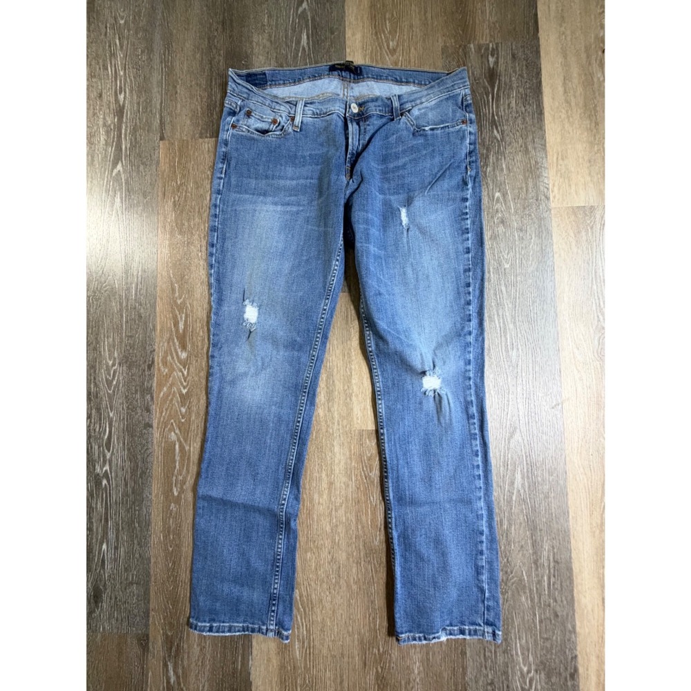 Levis 524 Too Superlow Jeans Womens 17 Medium Blue Distressed Low Rise